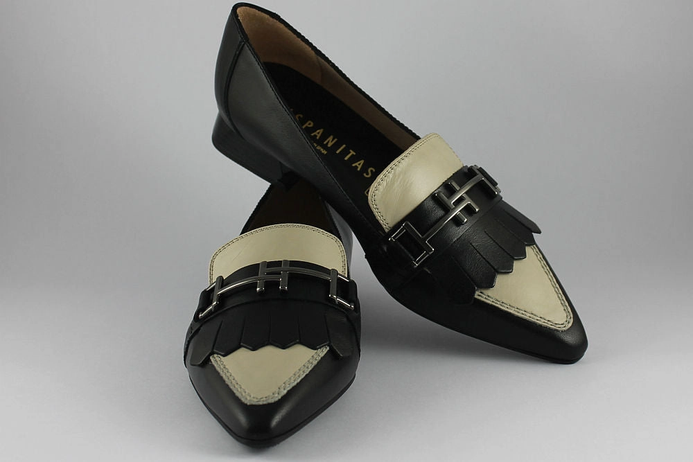White Penny Loafers 'Dali-Tuxe' in Black & Almond