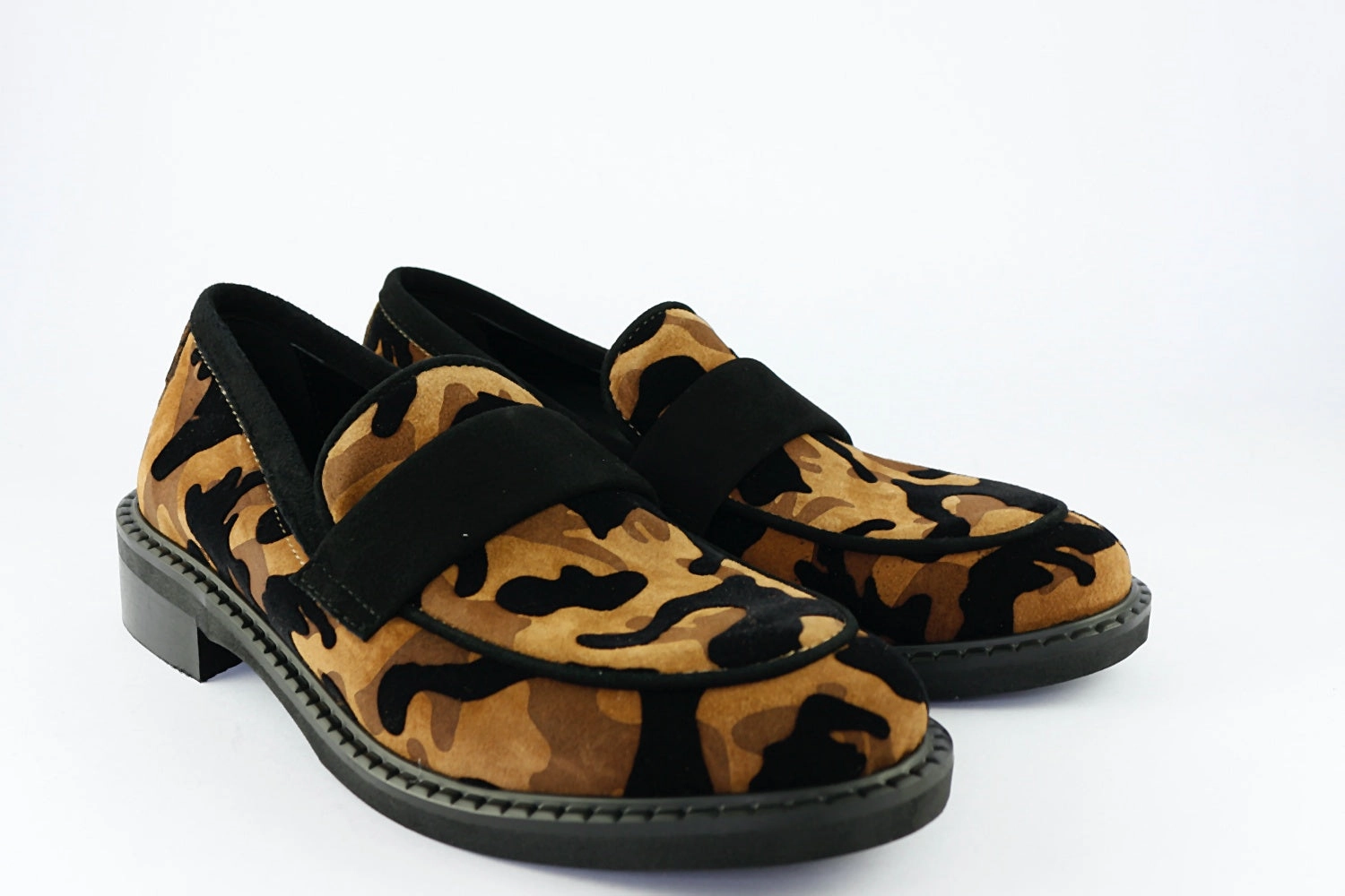 Chunky Loafers With Socks 'Elisabetta' in Camouflage