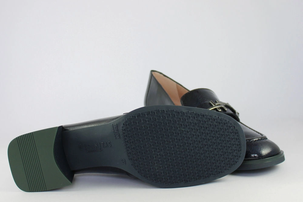 Loafers With Grey Suit 'Milan-Sea Blue' Navy Patent Heeled Loafer