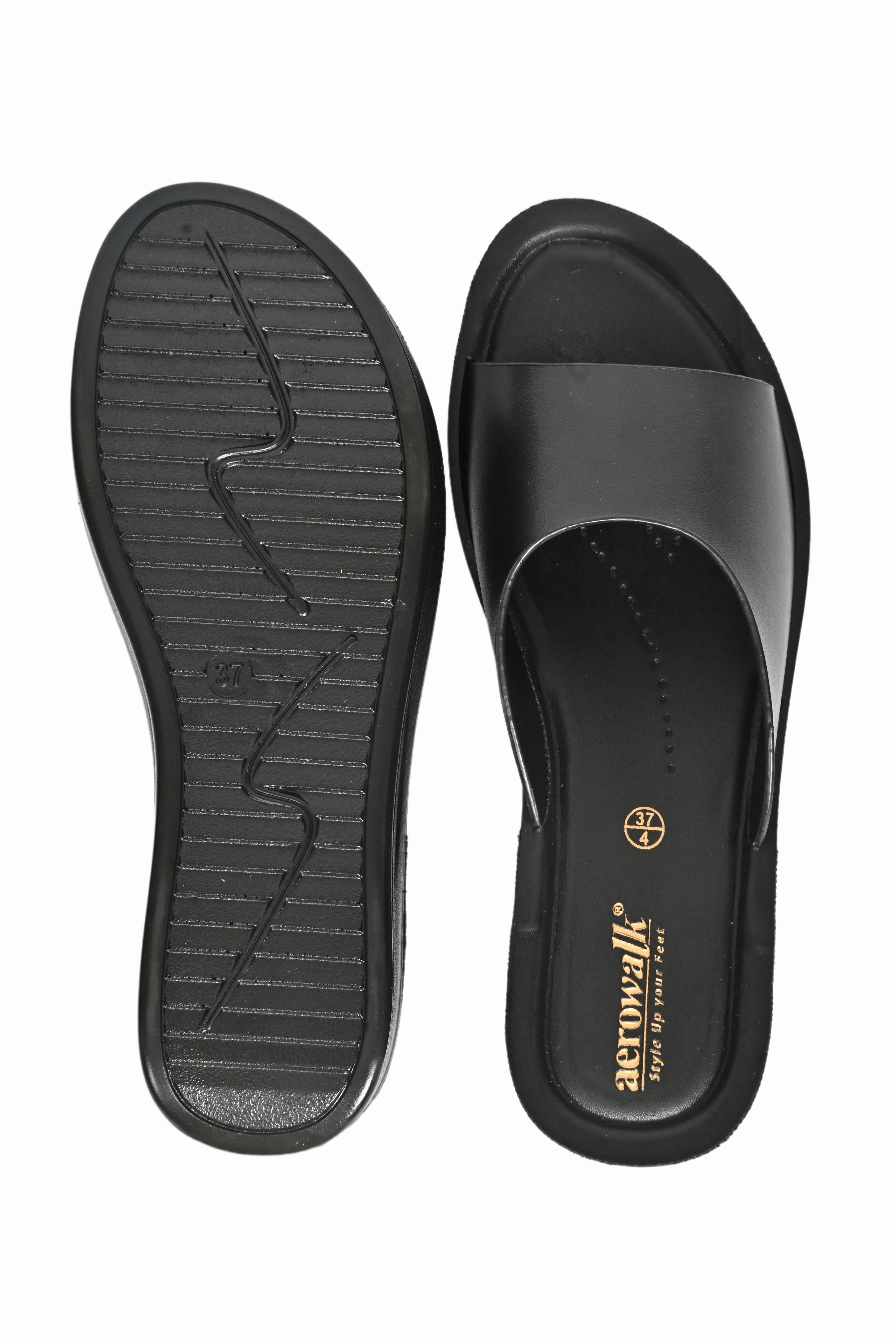 Aerowalk BLACK Slipper with slip-on for female Bestickte Pantoffeln