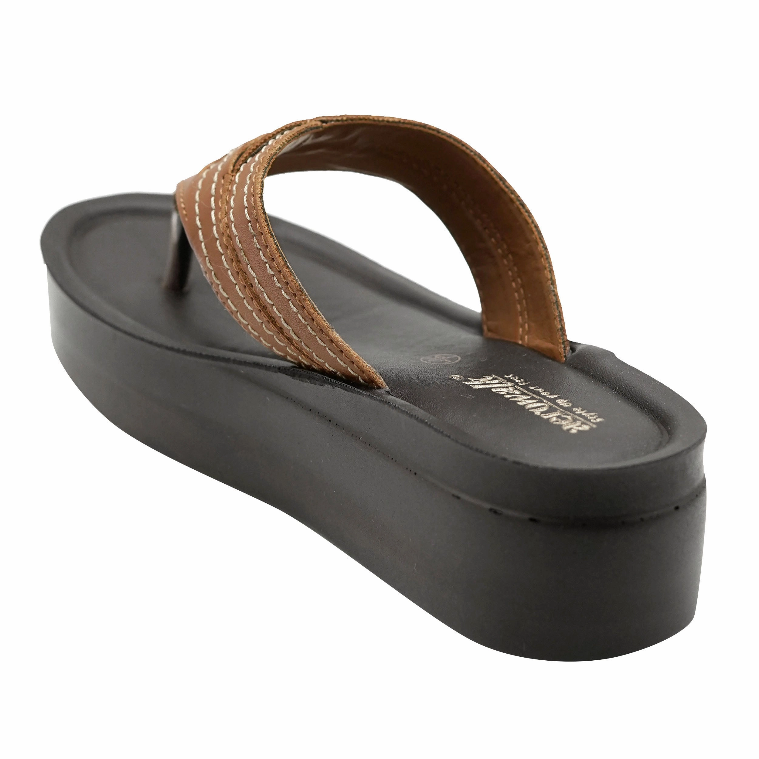 Aerowalk BROWN Slipper with slip-on for female Handgenähte Pantoffeln