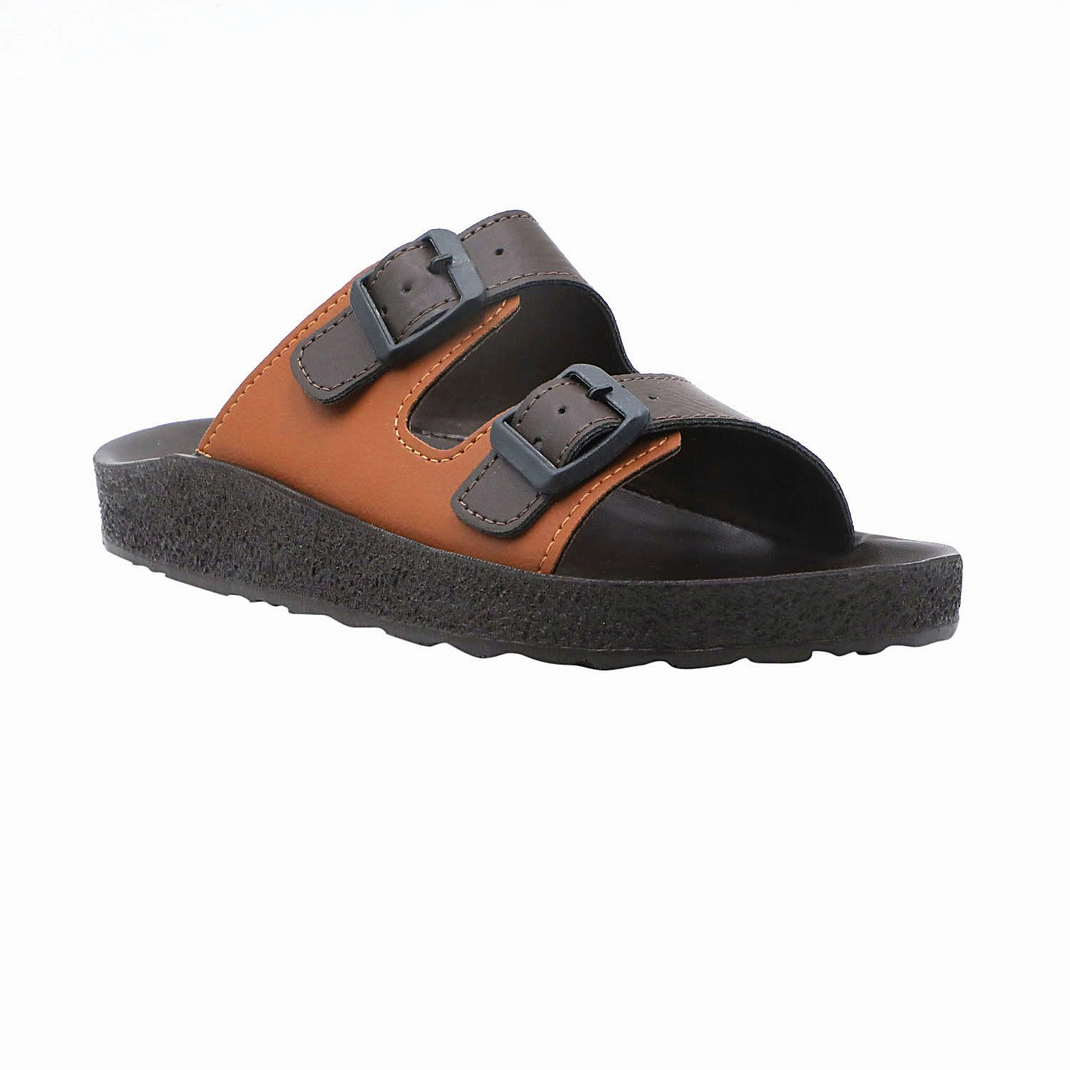 Rhode Pantoffeln Aerowalk Men Brown & Tan Mule Shape Slipper with Double Buckle Styling (KC31_BROWN TAN)