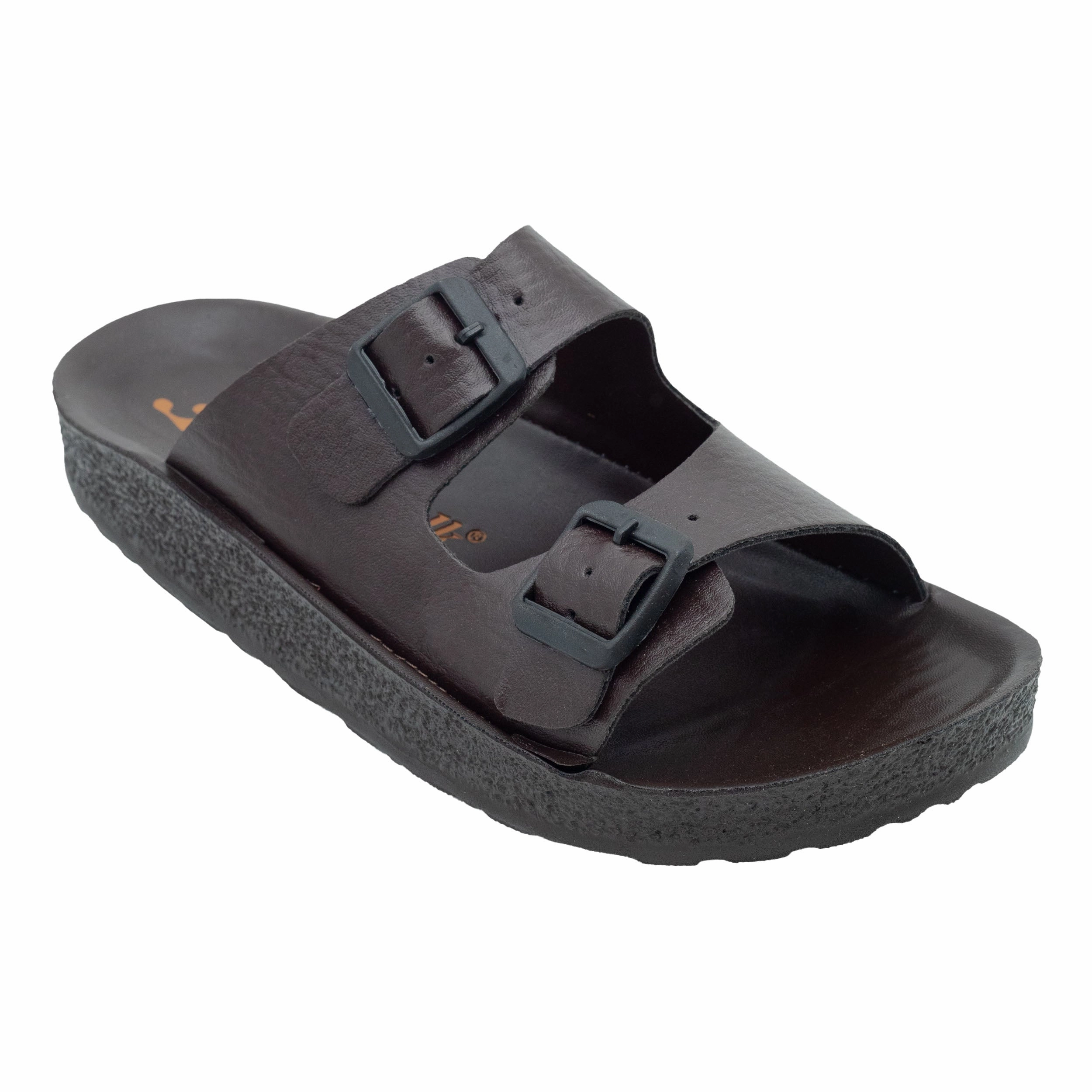 Handtuch Pantoffeln Waschbar Aerowalk Men Brown Mule Shape Slipper with Double Buckle Styling (KC31_BROWN)