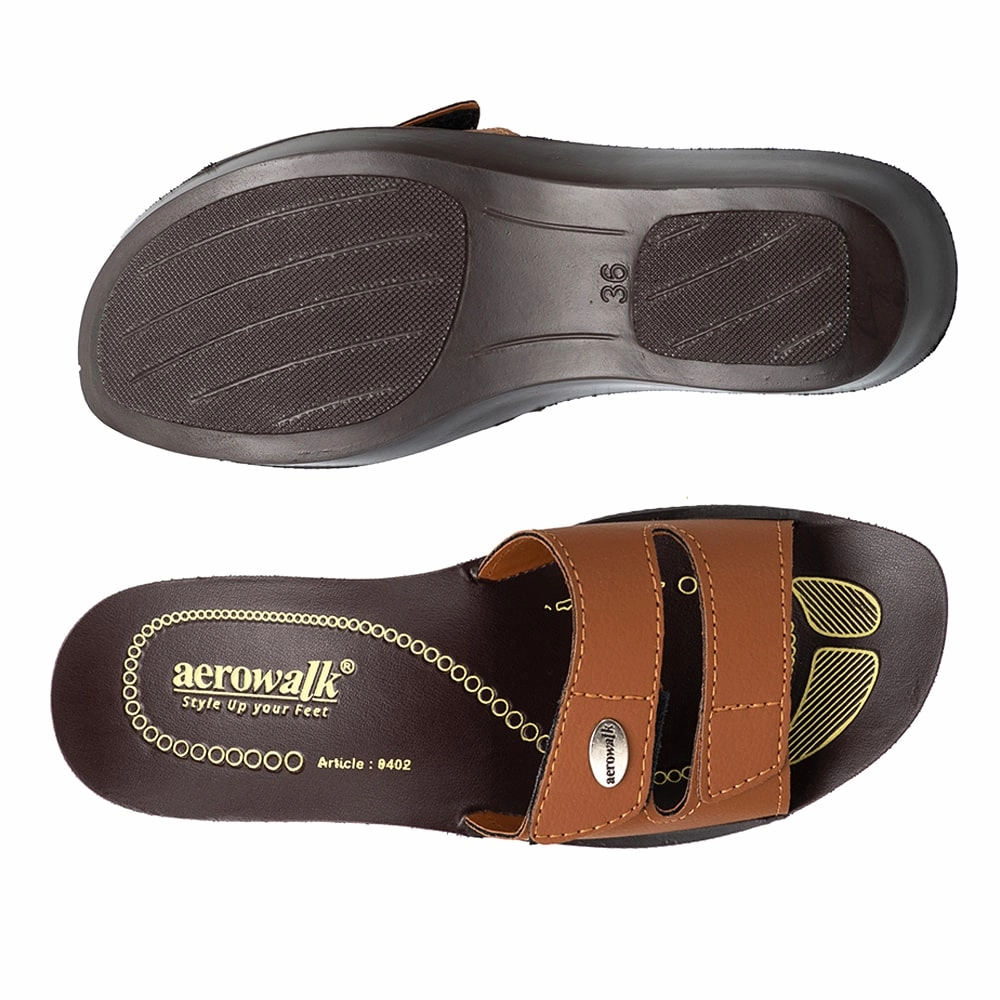 Aerowalk Women Slipper #0402 - TAN Pantoffeln Als Hausschuhe
