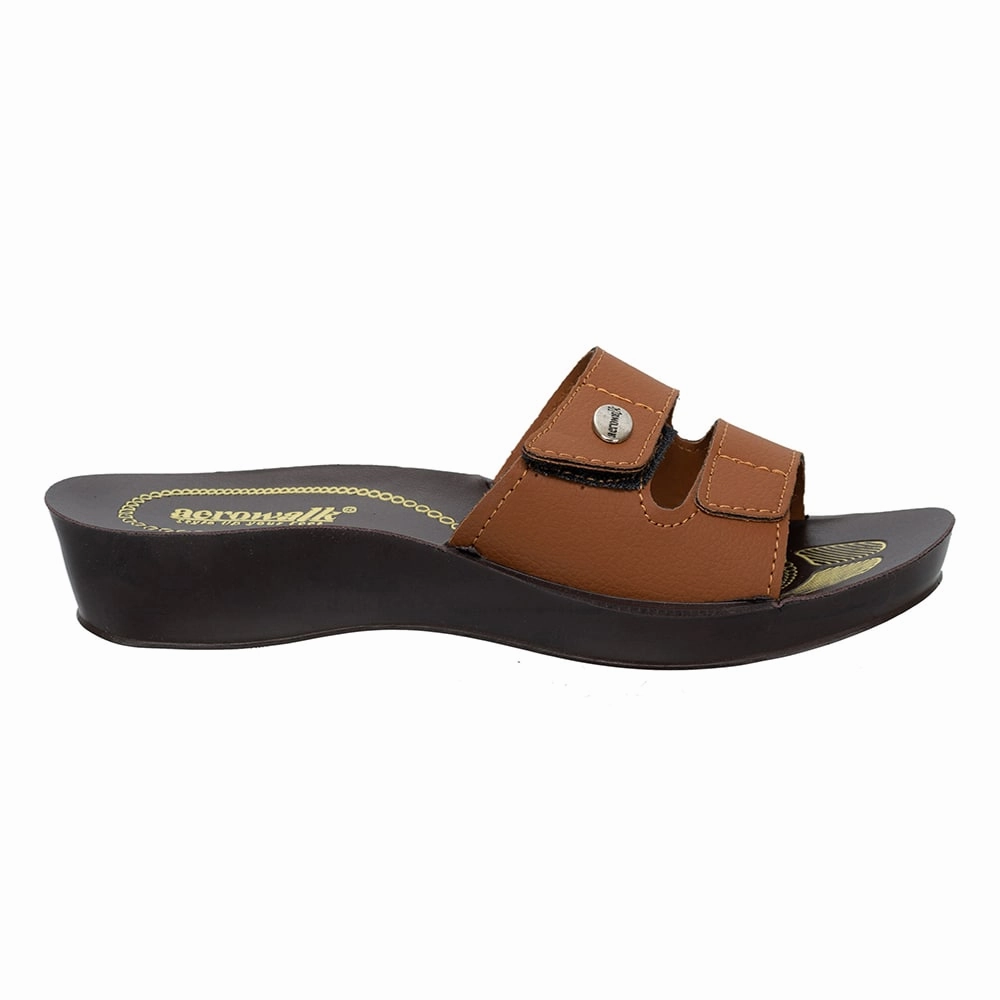 Aerowalk Women Slipper #0402 - TAN Pantoffeln Motorcycle
