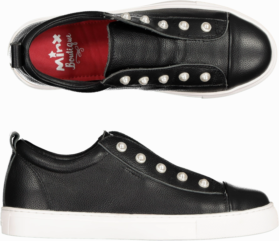 Pearla - Black Milled Weiße Sneaker Low