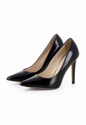 ALINA Damen Pumps  -  Lackleder Schwarz High Heels Richtige Größe
