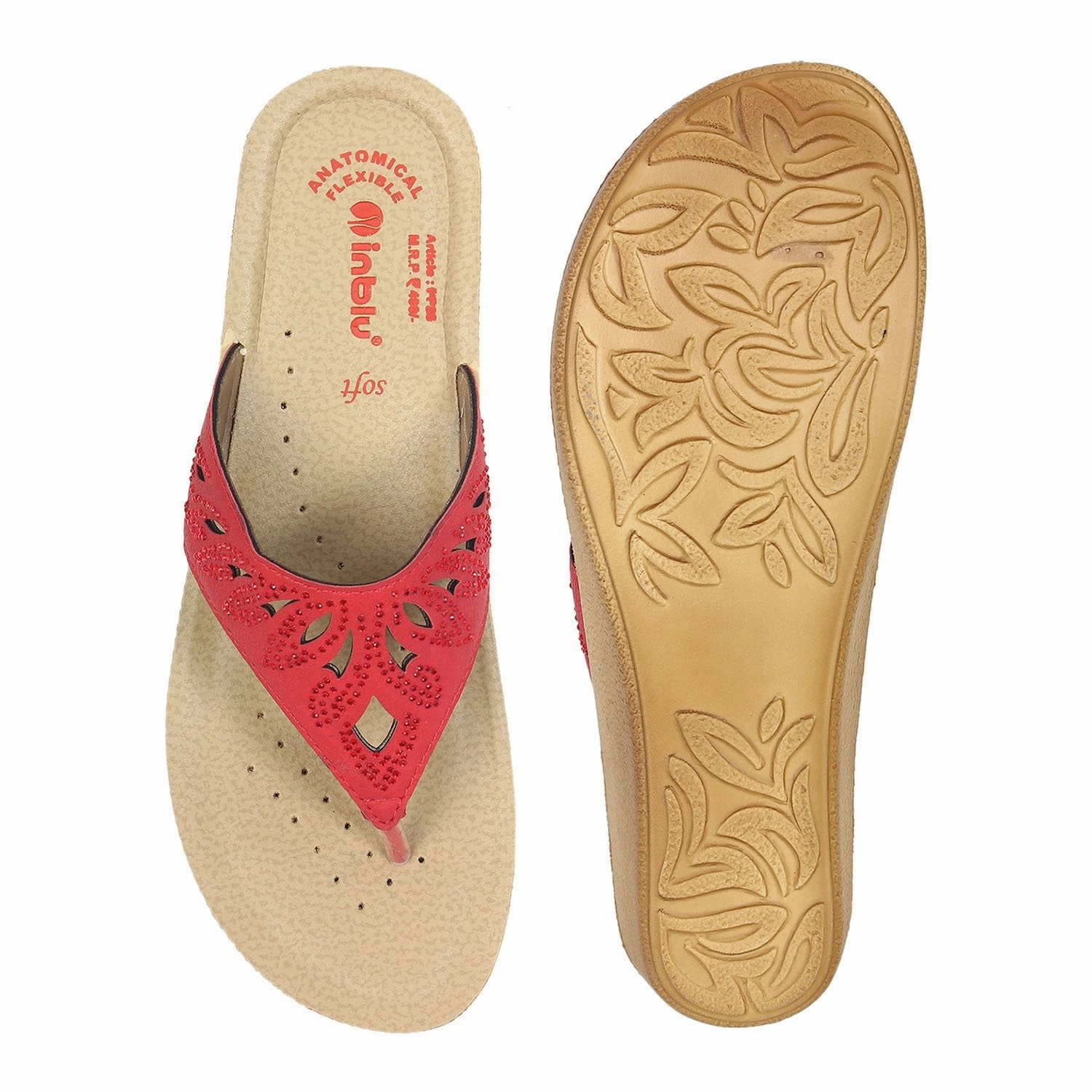 Inblu Women Slipper #PP25 - RED Pantoffeln Weiche Sohle