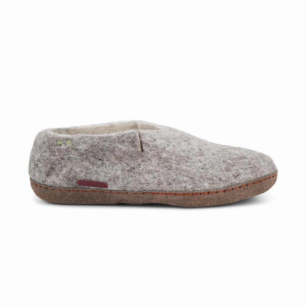 Pantoffeln Hanfsohle Classic Shoe - Filzhausschuh mit Ledersohle, grau