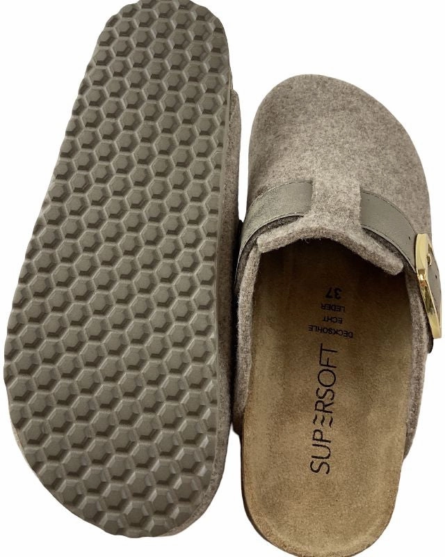 Supersoft  Damen Hausschuhe 522 622 BEIGE Decksohle-Leder Pantoffeln Hochzeit