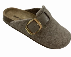 Supersoft  Damen Hausschuhe 522 622 BEIGE Decksohle-Leder Pantoffeln Von Emanuelle Aus Italien