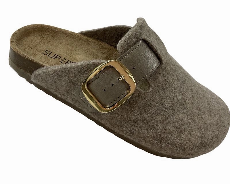 Supersoft  Damen Hausschuhe 522 622 BEIGE Decksohle-Leder Camper Pantoffeln