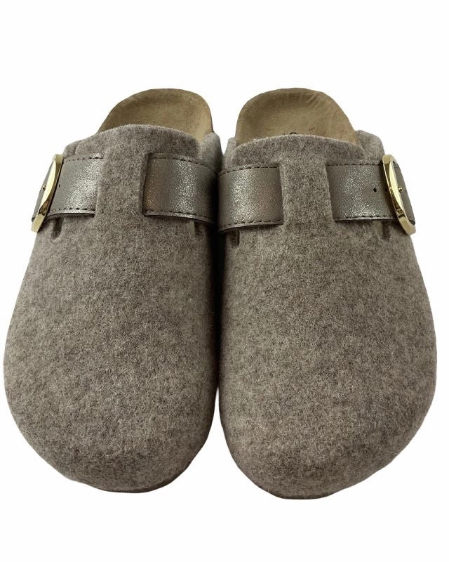 Supersoft  Damen Hausschuhe 522 622 BEIGE Decksohle-Leder Pantoffeln Rüschen