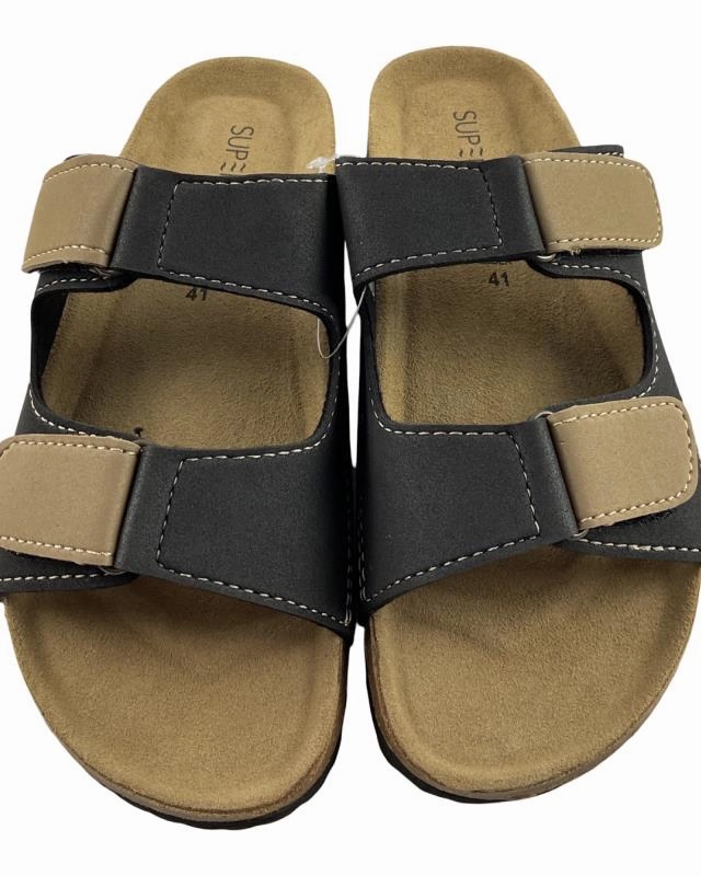 SUPERSOFT Herren Hausschuhe  Pantoffeln 174 005  BLACK/KHAKI Warme Pantoffeln Gr.39