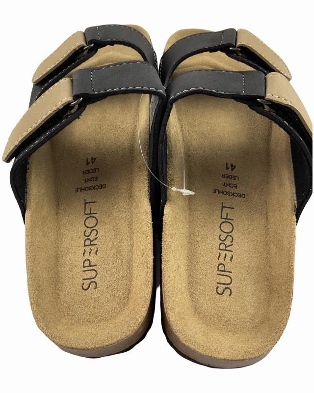 SUPERSOFT Herren Hausschuhe  Pantoffeln 174 005  BLACK/KHAKI Pantoffeln Haflinger