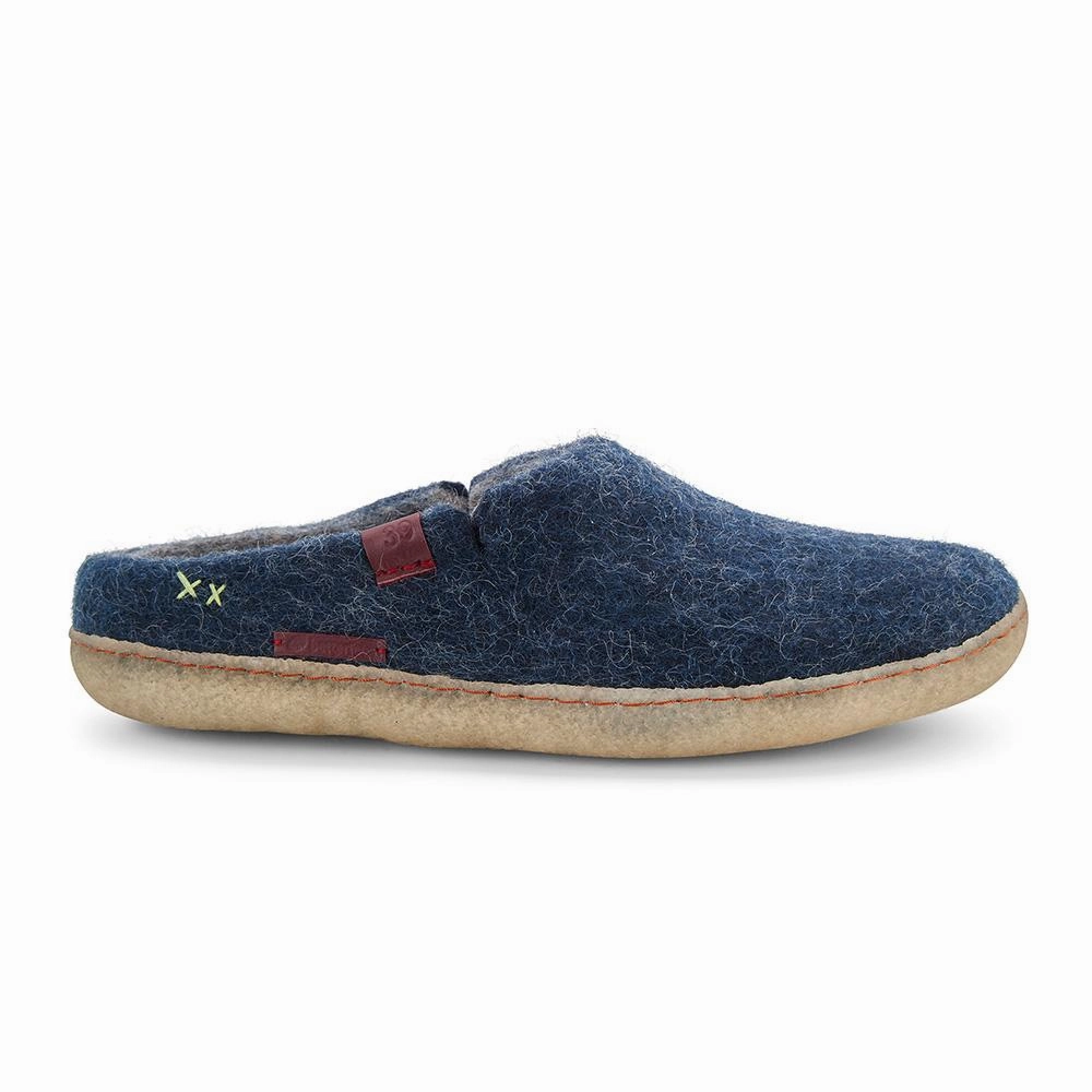 Pantoffeln Ganz Einfach Stricken Classic Slipper - Filzpantoffel mit Gummisohle, marineblau