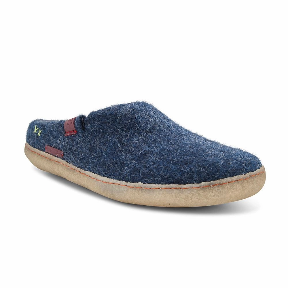 Diva Pantoffeln Classic Slipper - Filzpantoffel mit Gummisohle, marineblau