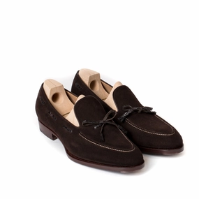 Loop-Loafer "Croc-Tassel" aus dunkelbraunem Rauhleder - reine Handarbeit 2 Tone Loafers