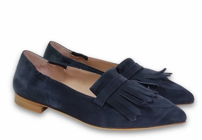 Ballerina Alice Suede Navy Loafers For Work