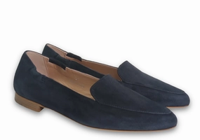 Ballerina Suede Navy Loafers With Leather Soles