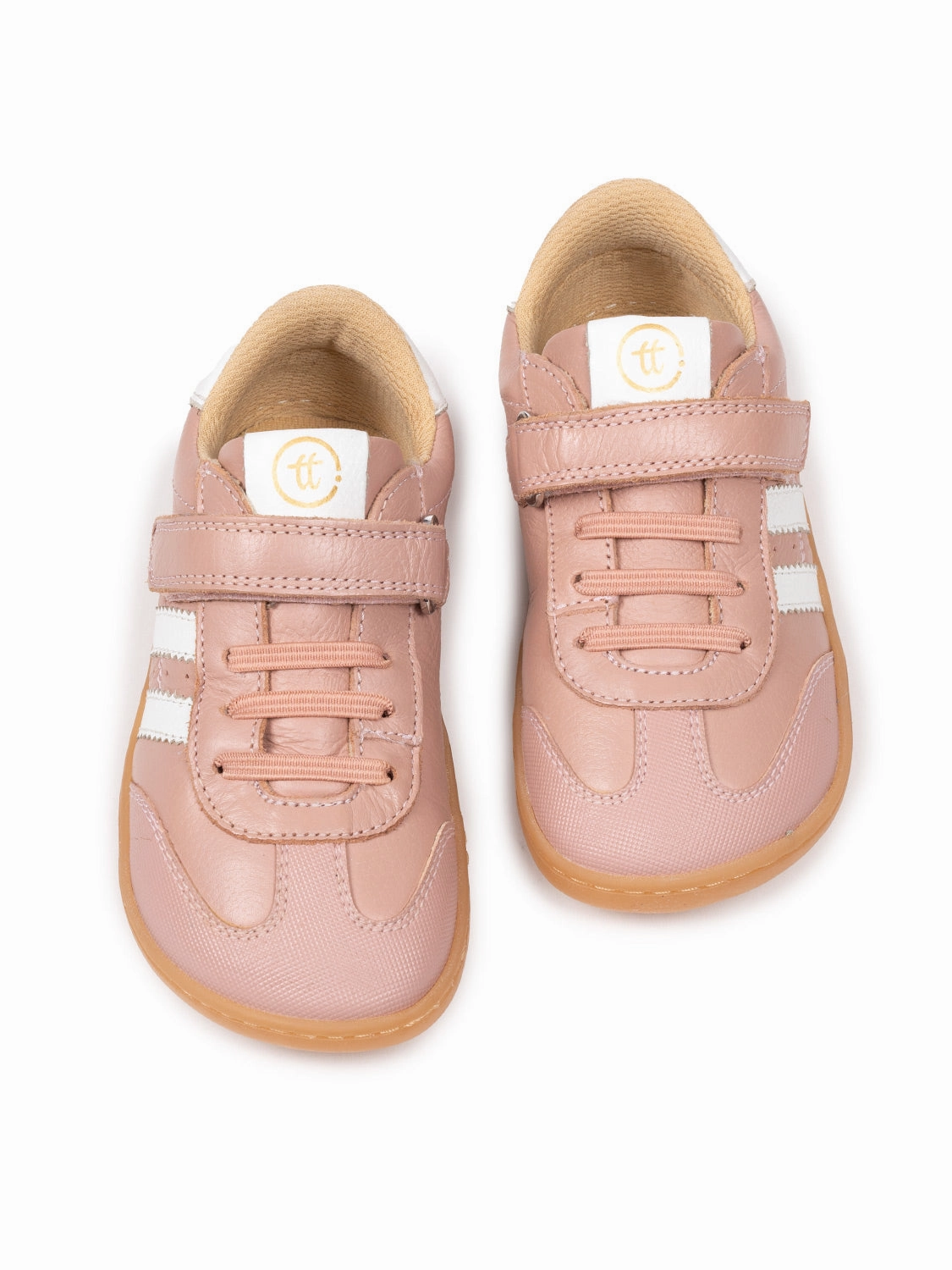 Genhähte Lederschuhe Barfu-Sportschuhe aus Leder - Rosa/Wei