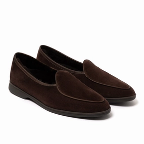 Loafers Square Toe Baudoin & Lange x MJ: Stride-Loafer "Shearling" aus Kalbsvelours - Handmade