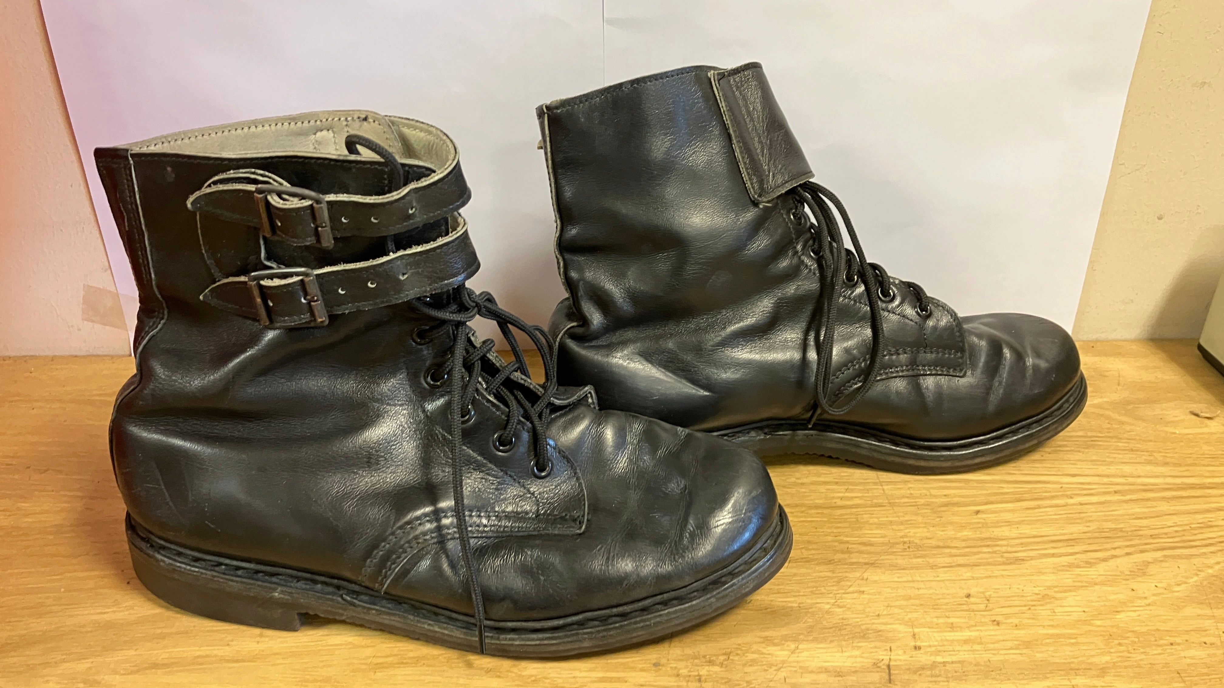 Austrian Army Black Leather Buckled Pilot Boots Meindl Outdoor Stiefel