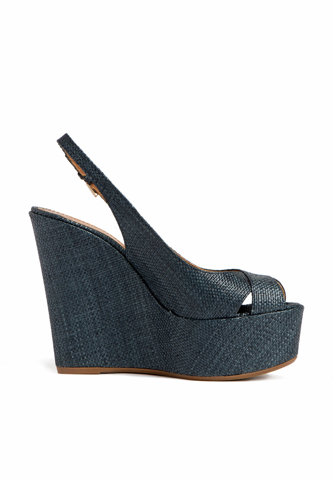 White Pointed High Heels Wedges Sandale in Jeansblau (Denim)
