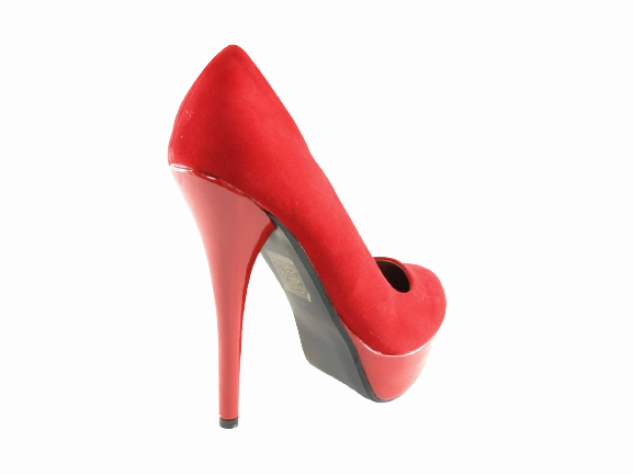 Damen High Heel Plateau Pumps Abendschuhe Stilettos Red Velour Optik # 7682 High Heels Red Soles