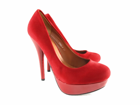 Ugly High Heels Damen High Heel Plateau Pumps Abendschuhe Stilettos Red Velour Optik # 7682