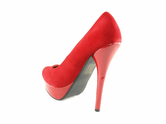 Damen High Heel Plateau Pumps Abendschuhe Stilettos Red Velour Optik # 7682 Too Big High Heels