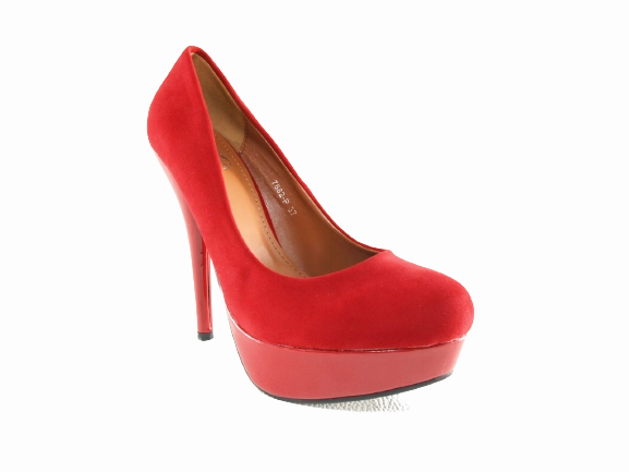Damen High Heel Plateau Pumps Abendschuhe Stilettos Red Velour Optik # 7682 Mega High Heels