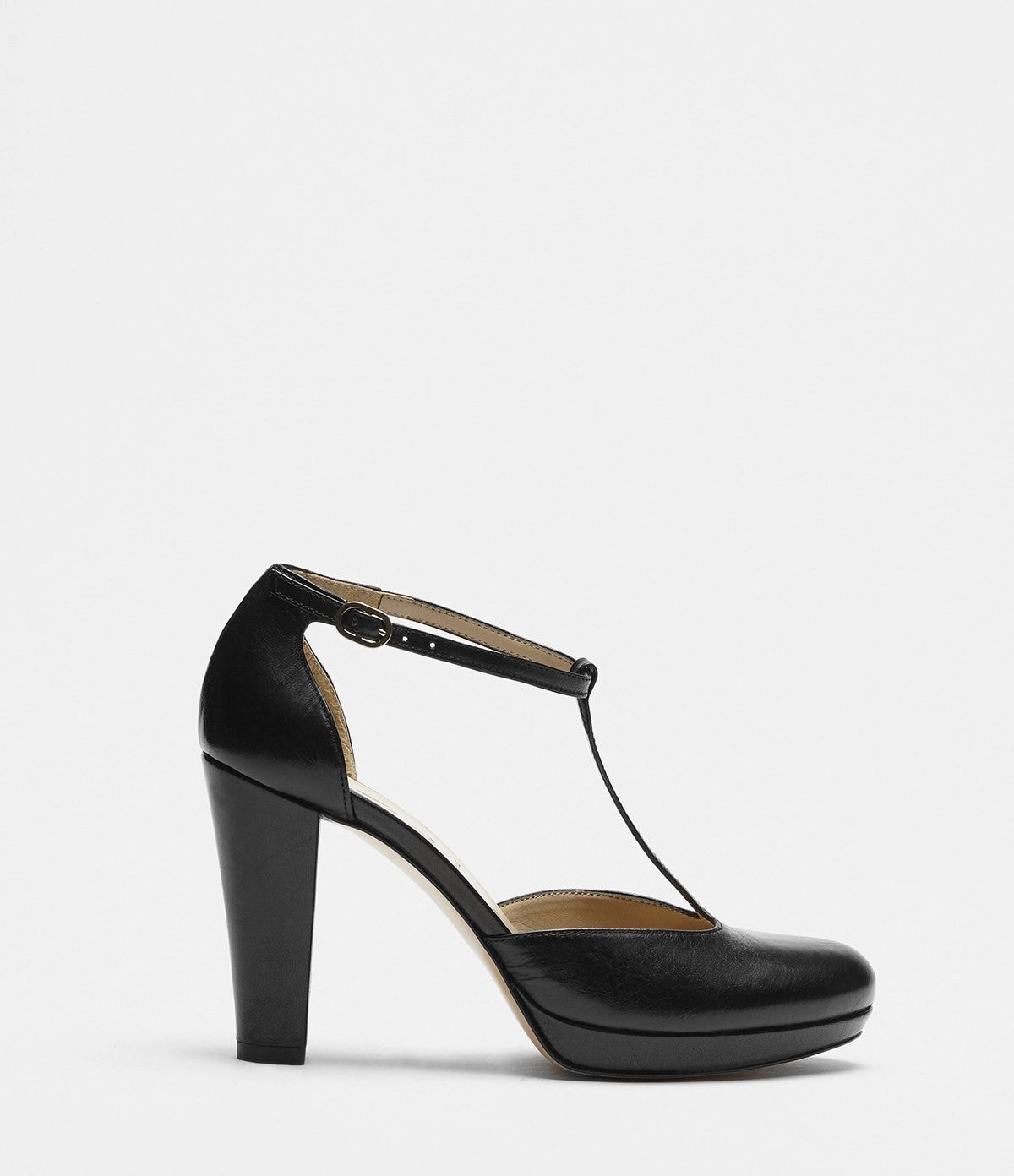 T-Strap Pumps Bonnie schwarz Gold
