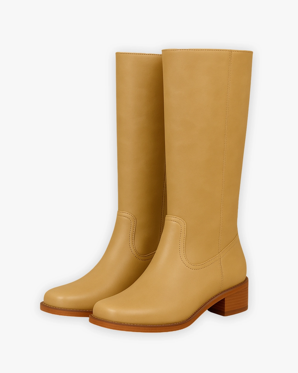 Stiefel  Blockabsatz kniehohe Stiefel mit rundem Zehenbereich