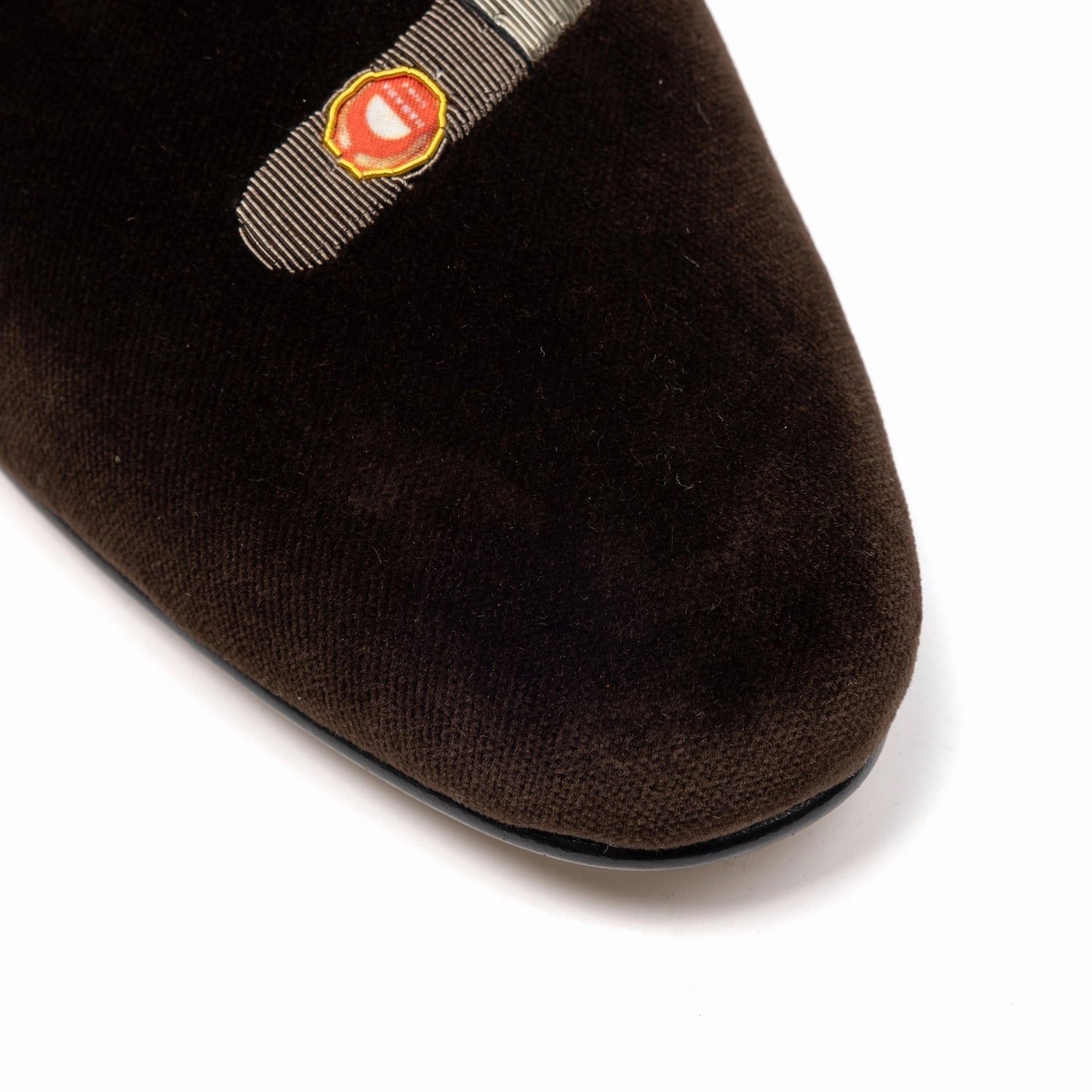Brauner Albert-Samtslipper "Cuban Cigar" mit Ledersohle Pantoffeln Im Arbeitsschuhdesign