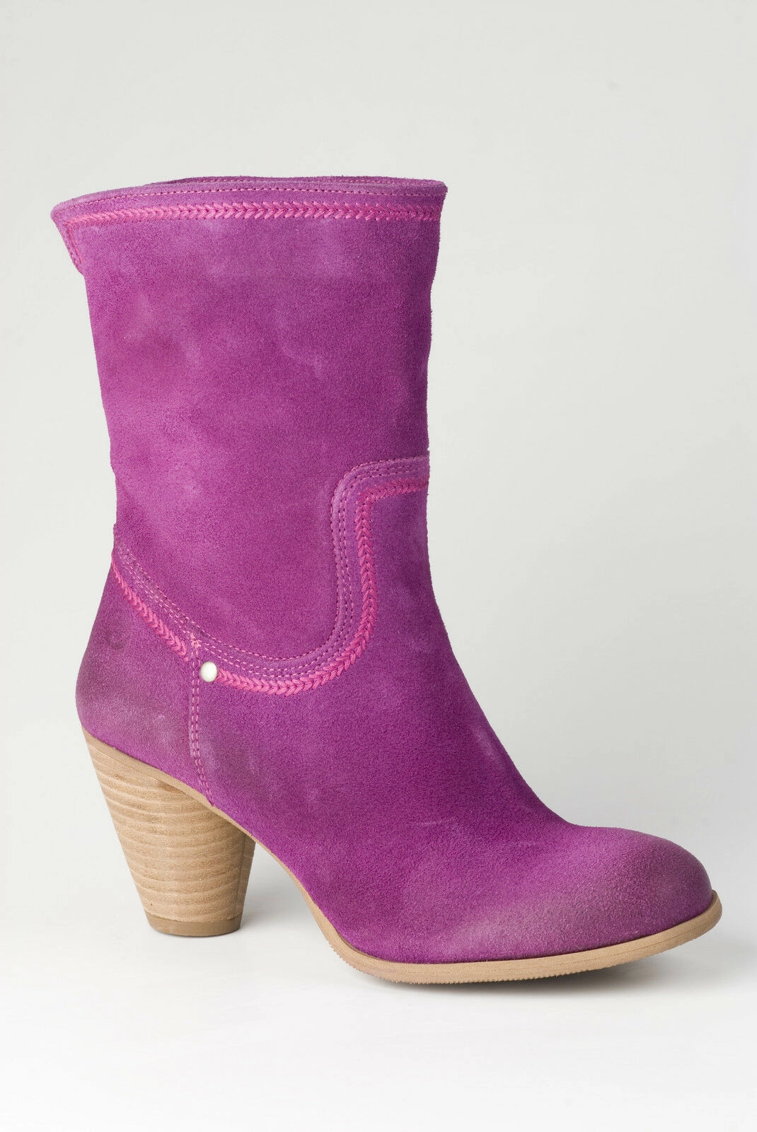 Stiefel Mit Gummisohle Bronx Stiefel Stiefelette Boots Damen Pilot Magenta Echtleder NEU