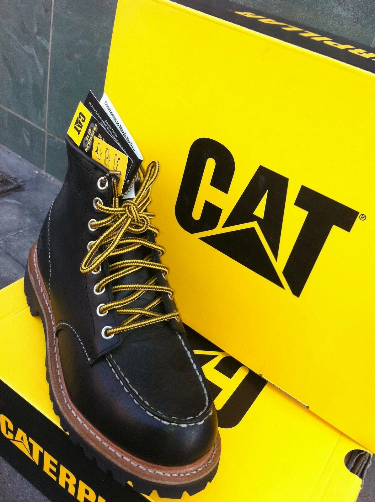 Elt Stiefel CAT Caterpillar Schuhe Boots Stiefel Echtleder Black NEU