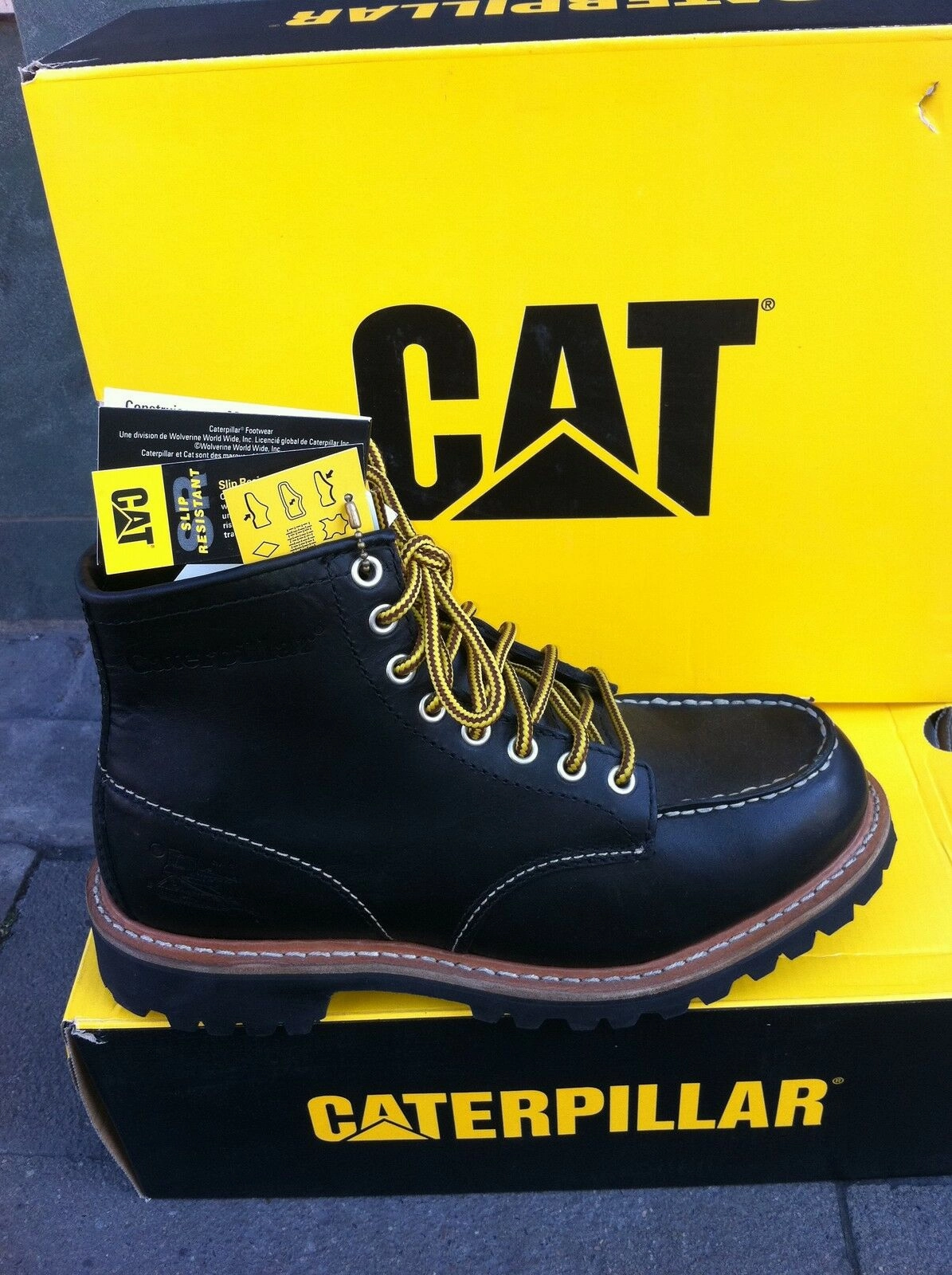 Stiefel Kaufen Auf Rechnung CAT Caterpillar Schuhe Boots Stiefel Echtleder Black NEU