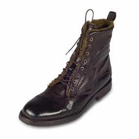 LEMARGO Winterstiefelette Herren mit Lammfell & Reiverschlu dunkelbraun "ebano" - Kalbsleder stonewashed, durchgenht Noe Stiefeletten