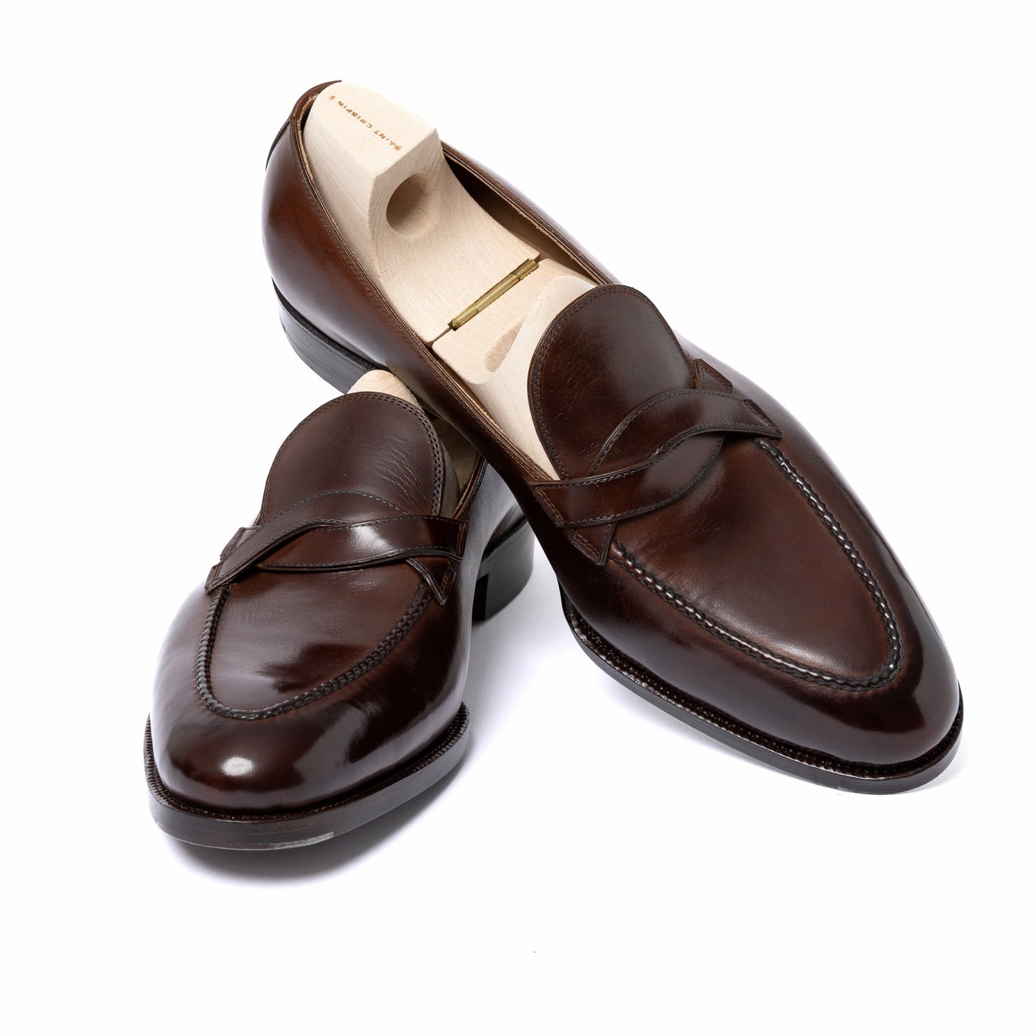 Vic Matie Loafers Loafer "Curved Strap" aus braunem Kalbsleder - reine Handarbeit