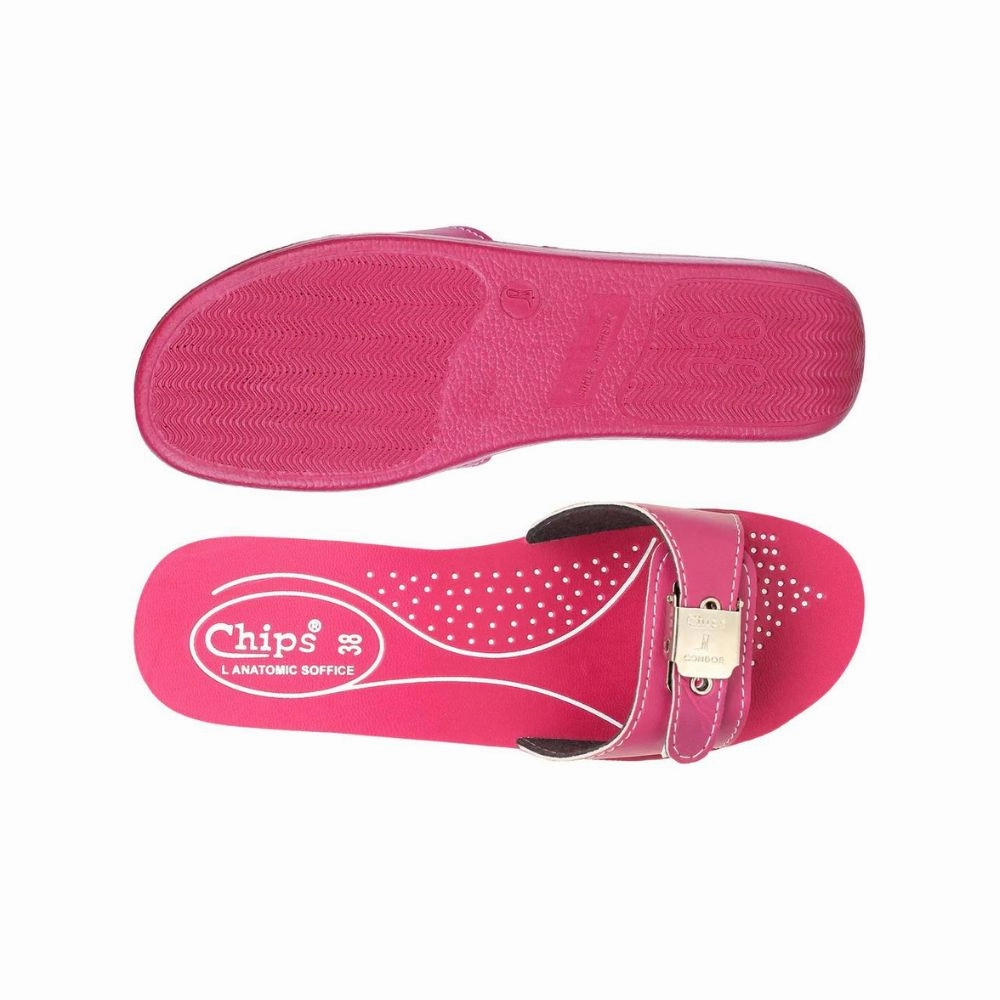 CHIPS Women Slipper #0702 - FUXIA Flache Warme Pantoffeln