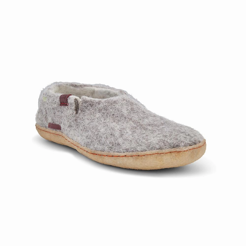 Pantoffeln Plastik Classic Shoe - Filzhausschuh mit Gummisohle, grau