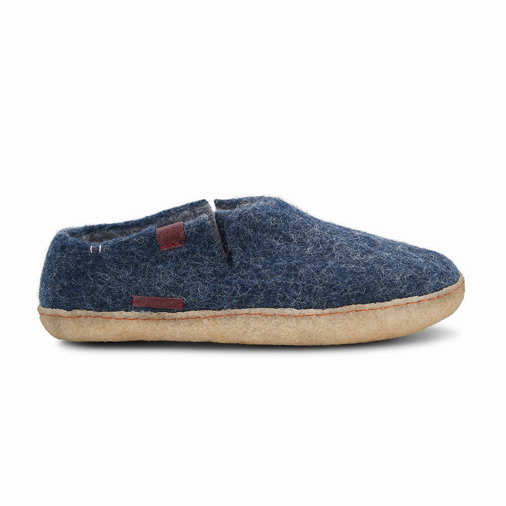 Hausschuhe Pantoffeln Berlin Classic Shoe - Filzhausschuh mit Gummisohle, marineblau