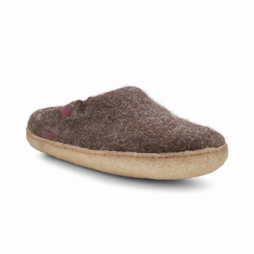 Beste Pantoffeln Classic Slipper - Filzpantoffel mit Gummisohle, braun
