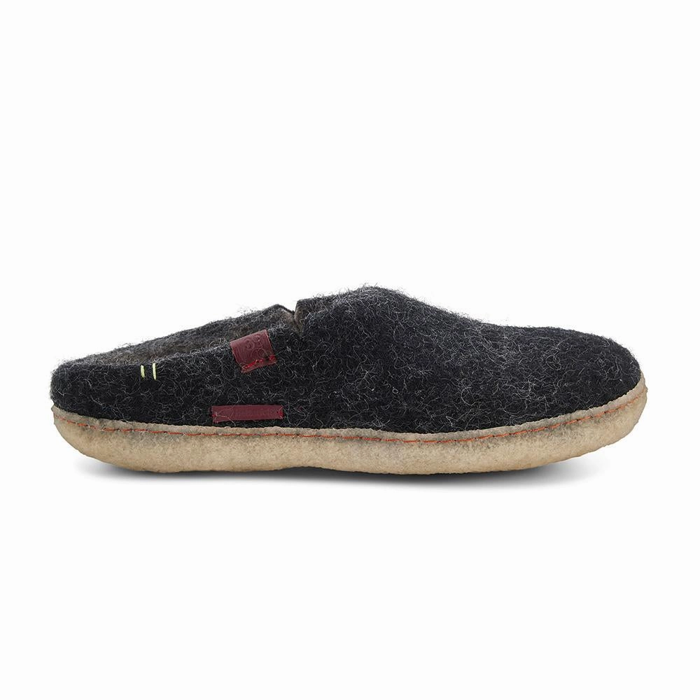 Pantoffeln Filzen Stricken Classic Slipper - Filzpantoffel mit Gummisohle, schwarz