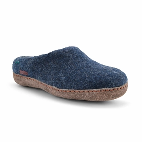 Pantoffeln Müde Tanzfüße Classic Slipper - Filzpantoffel mit Ledersohle, marineblau