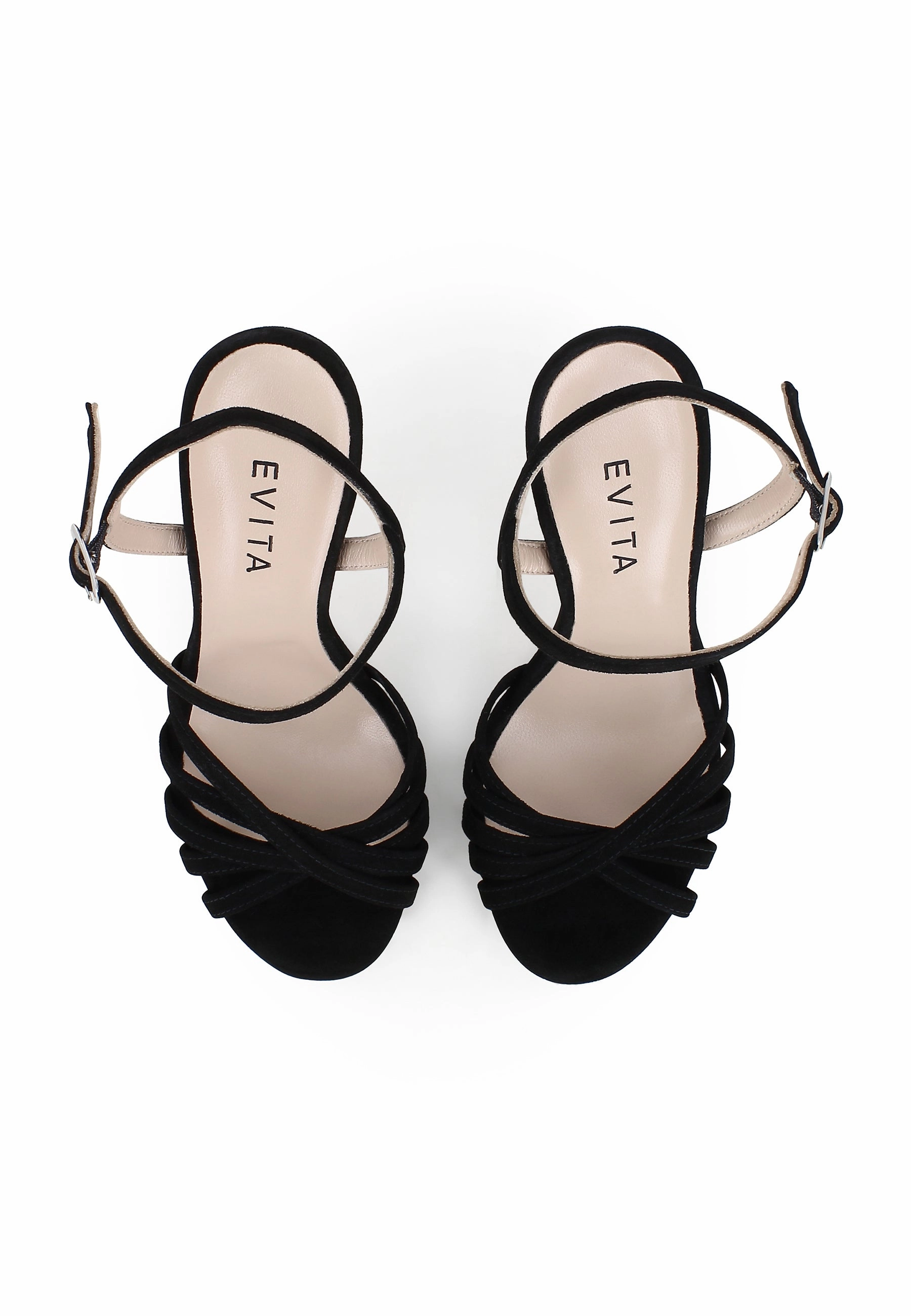 EVA Damen Sandalette  -  Rauleder Schwarz Comfortable High Heels