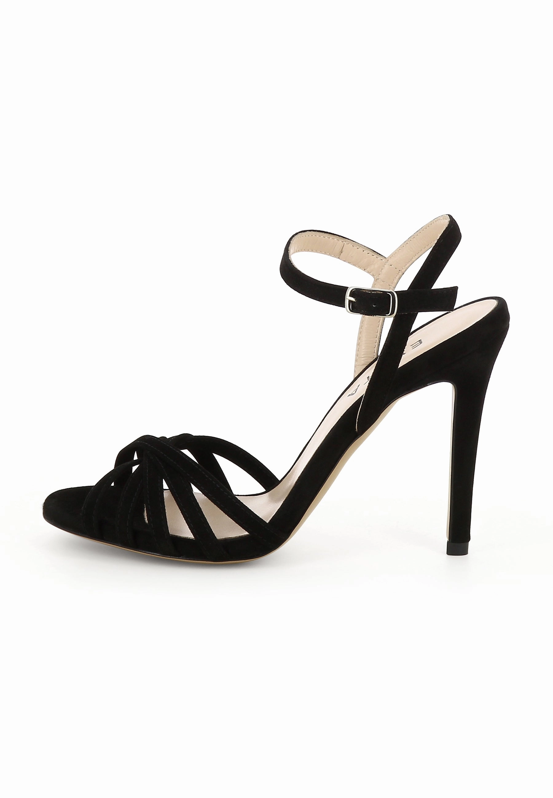 EVA Damen Sandalette  -  Rauleder Schwarz High Heels Für Abschlussball