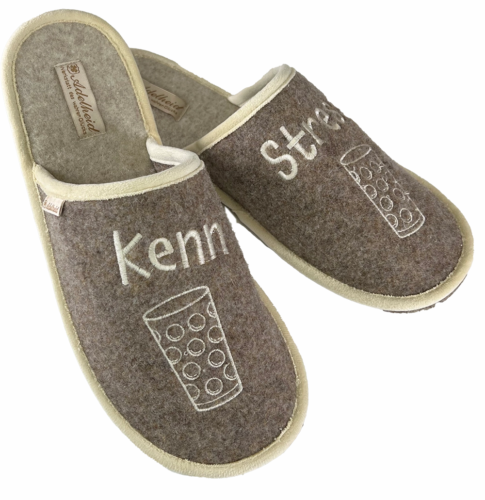 Flair Puzzle Pantoffeln DAMEN FILZPANTOFFEL "Kenn Stress"