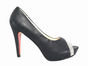 Damen High Heel Peep Toe Pumps Abendschuhe Black # 25817 High Heels Onlineshop